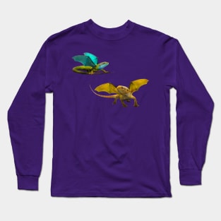 Yellow and Blue Dragon on Purple Long Sleeve T-Shirt